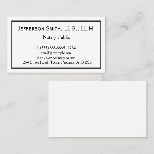 Minimaal notarieel Visitekaartje (Voorkant / Achterkant)