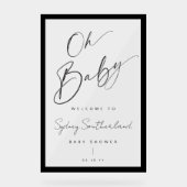 Minimaal OH Baby Black Brush Script-Baby shower Acryl Bord (Voorkant)