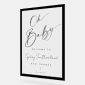 Minimaal OH Baby Black Brush Script-Baby shower Acryl Bord (Hoek)