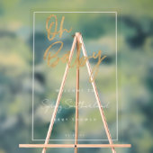 Minimaal OH Baby Gold Brush Script Baby shower Acryl Bord (Neutraal)