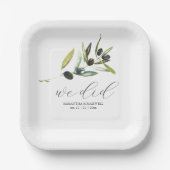 Minimaal Olijfpapier Borden Botanisch groen Papieren Bordje (Voorkant)