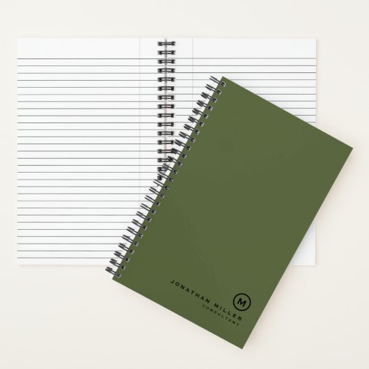 Minimaal olive Black Classic Monogram Notitieboek (Binnen)