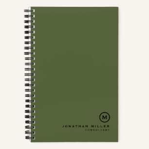 Minimaal olive Black Classic Monogram Notitieboek