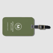 Minimaal olive Classic Typographic Monogram Bagagelabel (Voorkant (horizontaal))