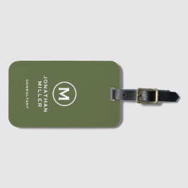 Minimaal olive Classic Typographic Monogram Bagagelabel