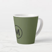 Minimaal olive Green Classic Monogram Latte Mok (Rechterhoek)