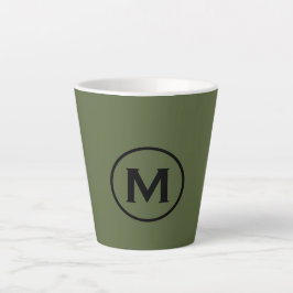 Minimaal olive Green Classic Monogram Latte Mok