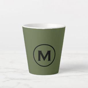 Minimaal olive Green Classic Monogram Latte Mok