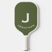 Minimaal olive Green Classic Monogram Pickleball Paddle (Achterkant)