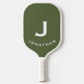 Minimaal olive Green Classic Monogram Pickleball Paddle (Voorkant)