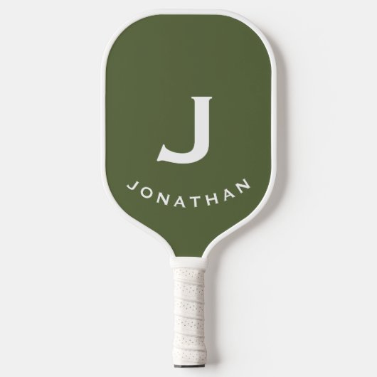 Minimaal olive Green Classic Monogram Pickleball Paddle (Voorkant)