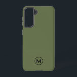 Minimaal olive Green Classic Monogram Samsung Galaxy Hoesje<br><div class="desc">Moderne klassieke blokmonogram met olijfgroen en zwart monogram medaillon.</div>