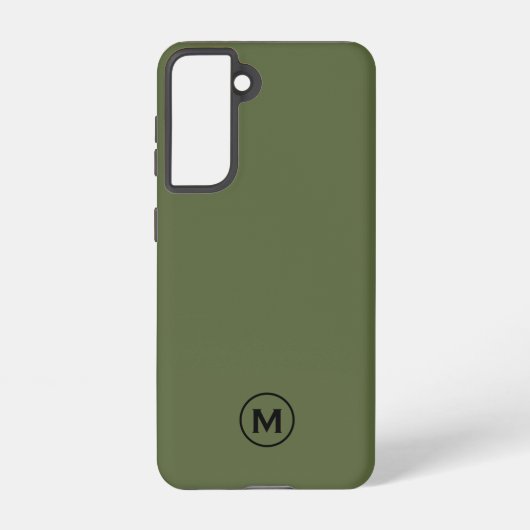 Minimaal olive Green Classic Monogram Samsung Galaxy Hoesje (Achterkant)