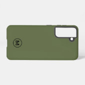 Minimaal olive Green Classic Monogram Samsung Galaxy Hoesje (Achterkant horizontaal)