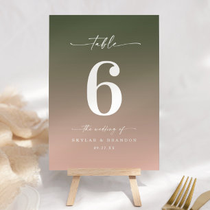 Minimaal Ombre Dark Forest Green & Pink Wedding Kaart
