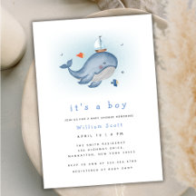 Minimaal onder het See Whale Nautica Baby shower