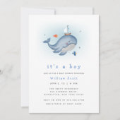 Minimaal onder het See Whale Nautica Baby shower Kaart (Voorkant)