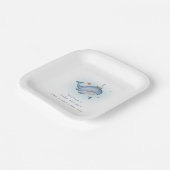 Minimaal onder het See Whale Nautica Baby shower Papieren Bordje (Gebogen)