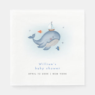 Minimaal onder het See Whale Nautica Baby shower Servet