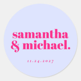Minimaal ontwerp lila roze typo welkom ronde sticker