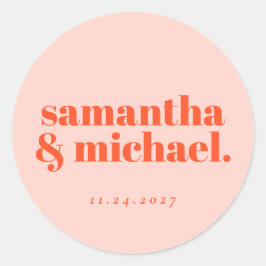 Minimaal ontwerp oranje roze typo Welkom Ronde Sticker