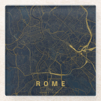 Minimaal ontwerp stadkaart Rome Italië Glazen Onderzetter