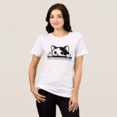 Minimaal ontwerp van een zwarte kat Tri-Blend shirt (Voorkant volledig)