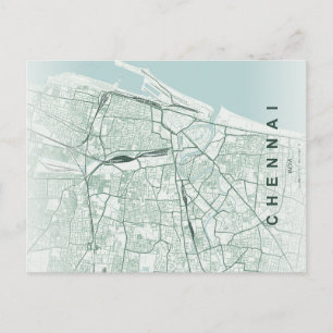 Minimaal ontwerp van stadsplattegrond van Chennai Briefkaart
