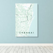 Minimaal ontwerp van stadsplattegrond van Chennai  Canvas Afdruk (Insitu (Houten vloer))