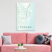 Minimaal ontwerp van stadsplattegrond van Chennai  Canvas Afdruk (Insitu (Woonkamer))