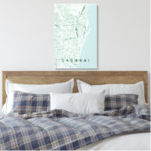 Minimaal ontwerp van stadsplattegrond van Chennai  Canvas Afdruk (Insitu (Slaapkamer))