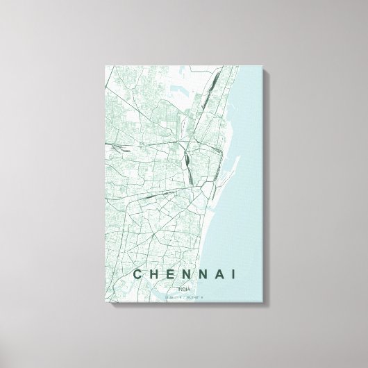 Minimaal ontwerp van stadsplattegrond van Chennai  Canvas Afdruk (Voorkant)