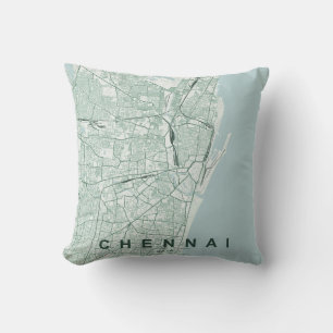 Minimaal ontwerp van stadsplattegrond van Chennai Kussen