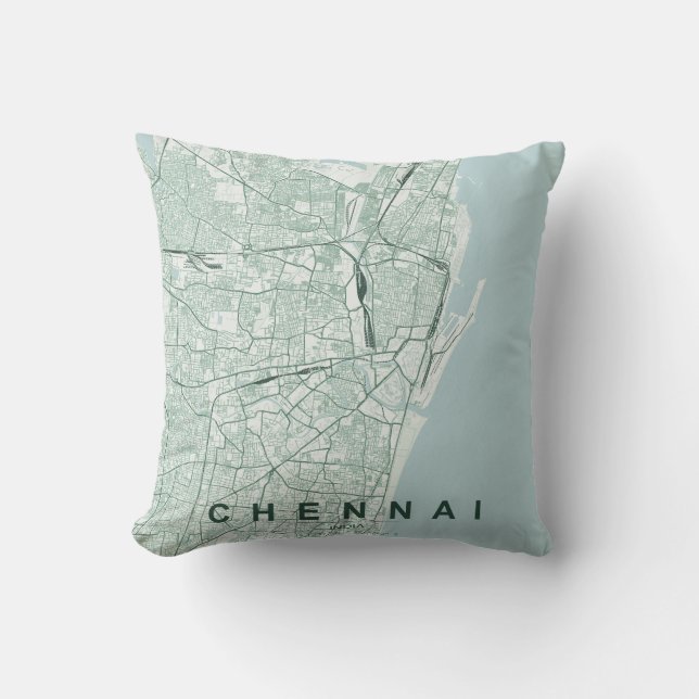 Minimaal ontwerp van stadsplattegrond van Chennai  Kussen (Voorkant)