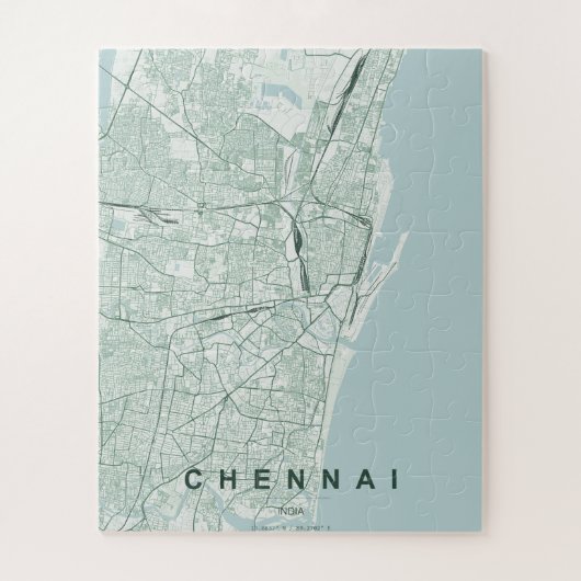 Minimaal ontwerp van stadsplattegrond van Chennai Legpuzzel (Verticaal)