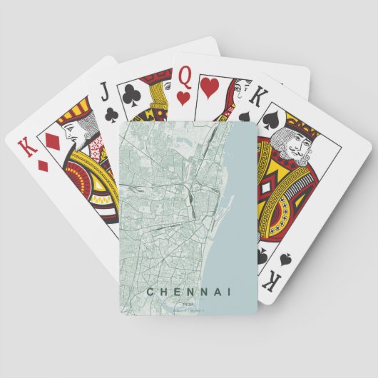 Minimaal ontwerp van stadsplattegrond van Chennai Pokerkaarten (Achterkant)