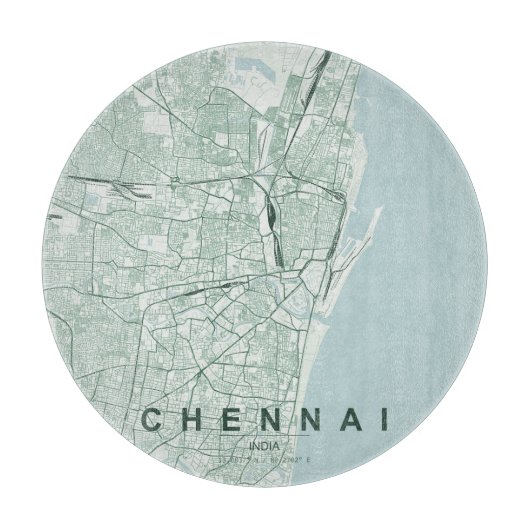 Minimaal ontwerp van stadsplattegrond van Chennai Snijplank (Voorkant)