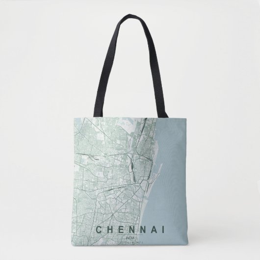Minimaal ontwerp van stadsplattegrond van Chennai Tote Bag (Voorkant)