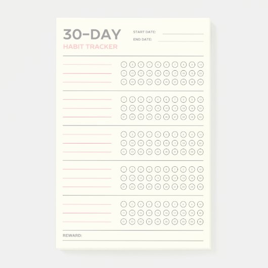 Minimaal ontwerp voor 30-daagse uitdaging Gewoonte Post-it® Notes (Voorkant)