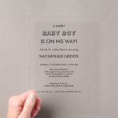 Minimaal ontwerp voor baby jongen shower typografi acryl uitnodigingen (Insitu (Draagbaar))