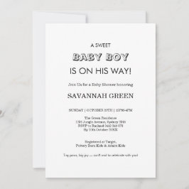 Minimaal ontwerp voor baby jongen shower typografi kaart