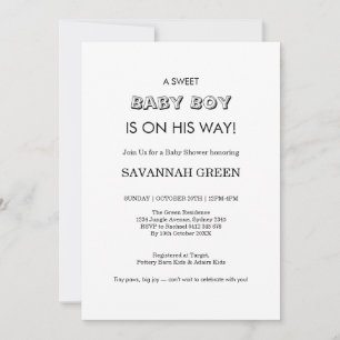 Minimaal ontwerp voor baby jongen shower typografi kaart