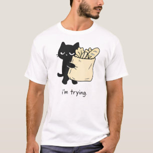 Minimaal ontwerp voor kattenhumor in boodschappen, t-shirt