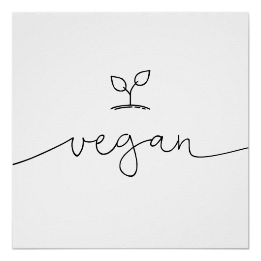 Minimaal op maat gesneden Vegan-achtergrondkleur Poster (Voorkant)