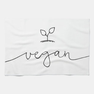 Minimaal op maat gesneden Vegan-achtergrondkleur Theedoek
