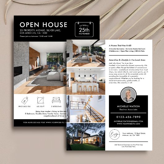 Minimaal open huis te koop marketing onroerend goe flyer