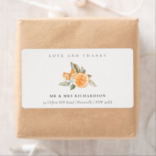 Minimaal Oranje Botanische Boho Love Bedankt Adres Etiket