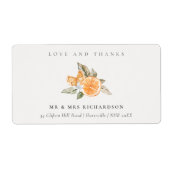 Minimaal Oranje Botanische Boho Love Bedankt Adres Etiket (Voorkant)