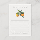 Minimaal Oranje faunaadvies voor Baby shower Informatiekaartje (Voorkant)