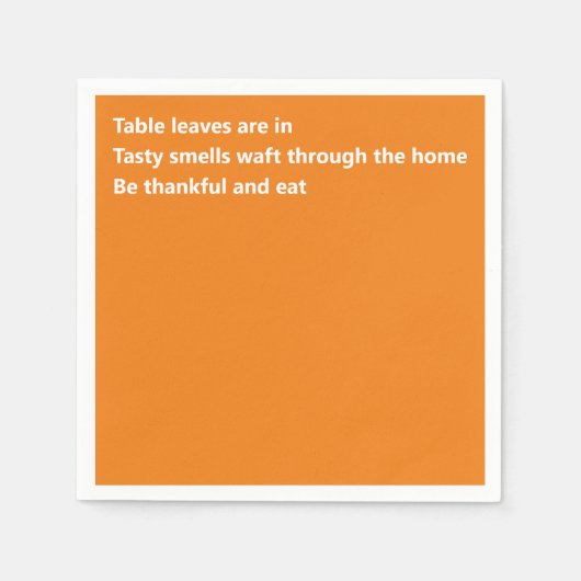 Minimaal Oranje Thanksgiving Modern Dankbaar Gedic Servet (Voorkant)